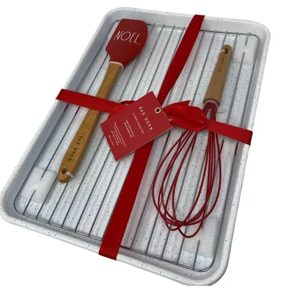 Rae Dunn NOEL‎ 4 Piece Baking Set Christmas Holiday Cookies Cake Pie Tray Cook